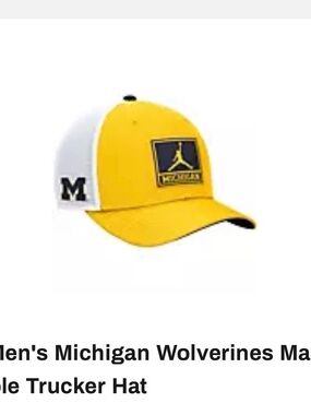 Jordan Yellow and White Michigan Trucker Hat NWOT